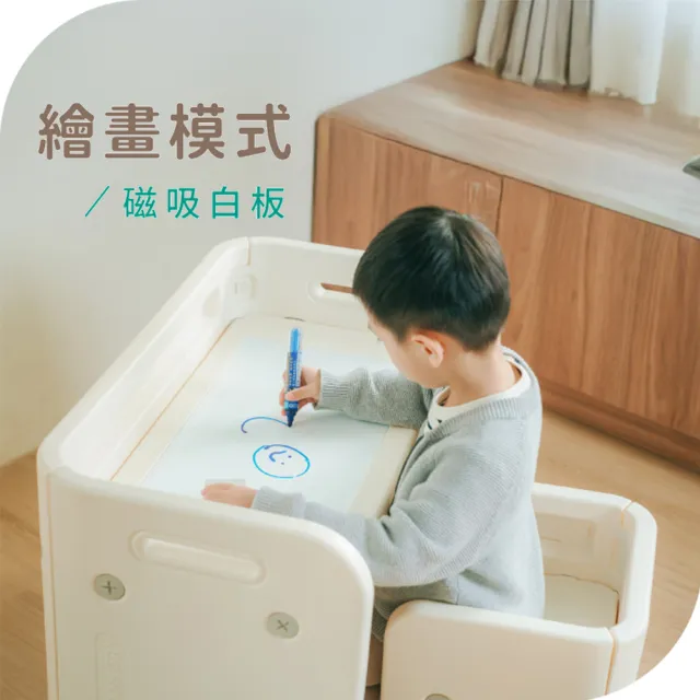 【KIDMORY】百變翻轉多功能兒童桌椅組 一桌二椅 KM-586(繪畫桌椅/遊戲桌椅/學習桌椅/收納櫃)