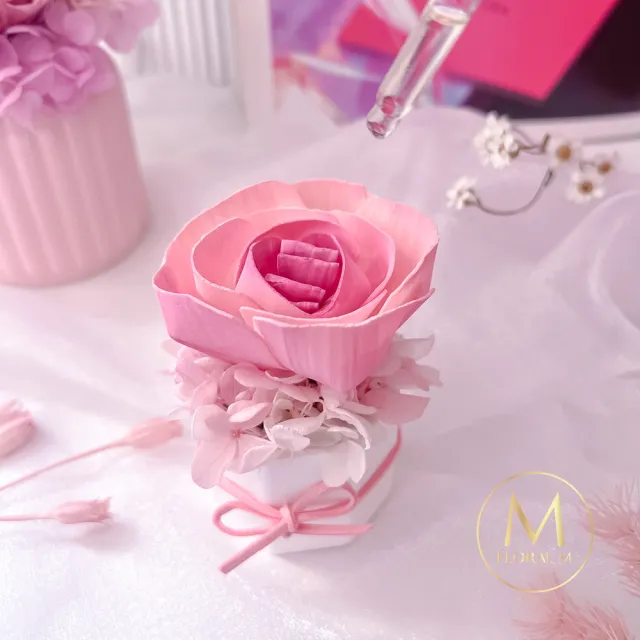 【Floral M】法式小野玫香氛擴香花禮盒 含30ml品牌香氛油(居家香氛/香水精油/香氛擴香花/擴香禮物/送禮)