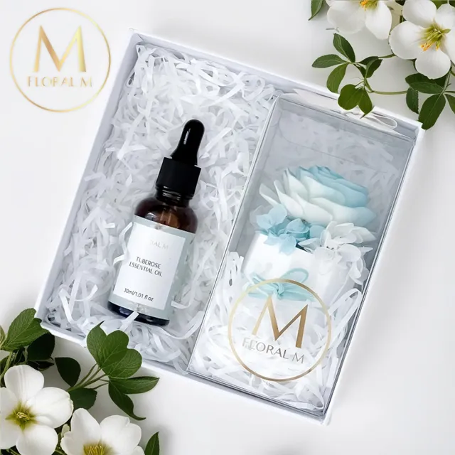 【Floral M】法國鄉村玫瑰香氛擴香花禮盒 含30ml品牌香氛油(居家香氛/香水精油/香氛擴香花/擴香禮物/送禮)