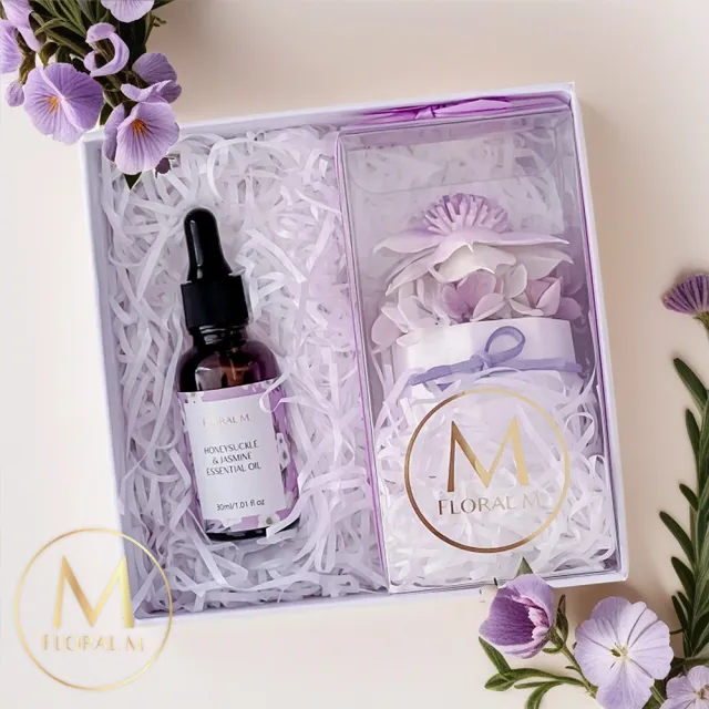 【Floral M】加州落日花園香氛擴香禮盒 含30ml品牌香氛油(居家香氛/香水精油/香氛擴香花/擴香禮物/送禮)