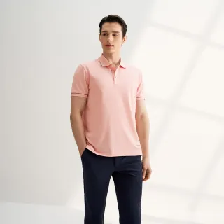【G2000】男款 素面POLO領網眼絲光面料短袖T恤-粉紅色(4114112221)