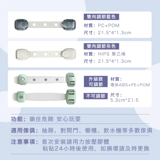 【KIDS PARK】兒童安全鎖/可調節雙向安全鎖/4-5入組(寶寶安全鎖/抽屜鎖/兒童安全鎖/櫃子鎖/直角鎖)