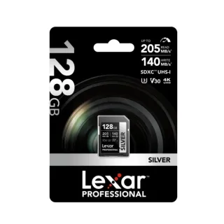 【Lexar 雷克沙】專業全新版 128GB Silver SDXC 4K 記憶卡 亮銀系列(最高讀速205MB/s 有限永久保固)