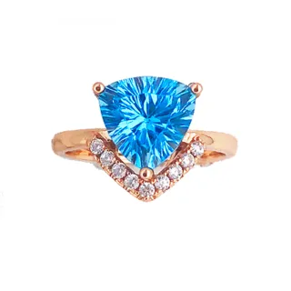 【幸福珠寶】新年快樂 鑽石煙花切｜珠寶級托帕石戒指(9*9mm 湛藍托帕石星芒設計)