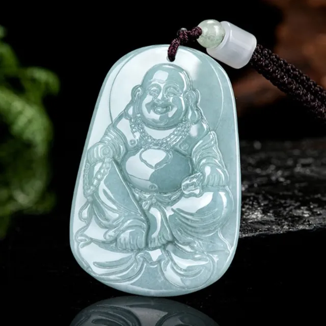 【Penny 珮妮】A貨翡翠藍水 彌勒佛 吊墜項鍊(母親節 父親節 情人節 生日禮物 交換禮物 結婚 新年 尾牙)