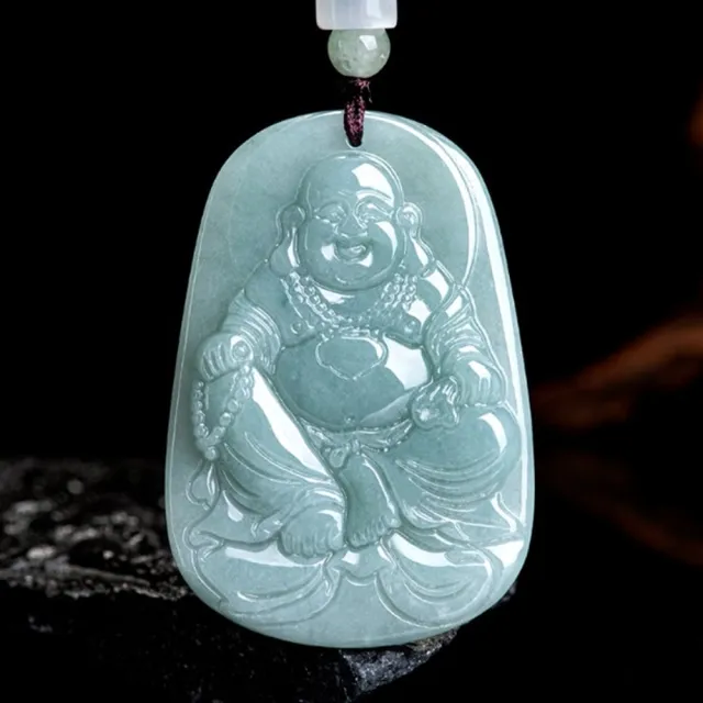 【Penny 珮妮】A貨翡翠藍水 彌勒佛 吊墜項鍊(母親節 父親節 情人節 生日禮物 交換禮物 結婚 新年 尾牙)