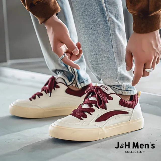 【J&H collection】日常百搭韓系男版板鞋 休閒鞋(黑色/藍色/酒紅色)
