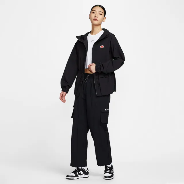 【NIKE 耐吉】外套 女 運動連帽外套 AS W NSW TREND WVN JKT GCEL 黑 HV8727-010