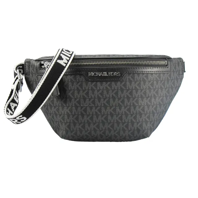 【Michael Kors】COOPER滿版LOGO胸前/側肩包37T4LCOY1B(黑灰)