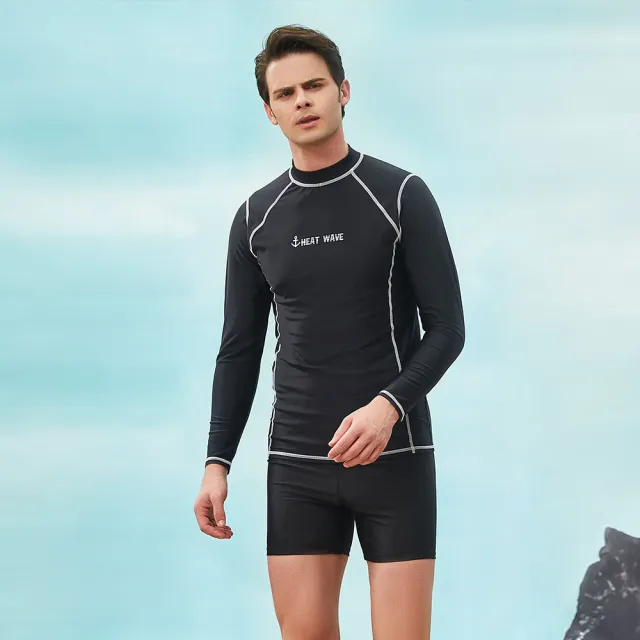 【Heatwave 熱浪】泳裝男成人速乾長袖大碼上衣專業游泳男(50380/M-4XL)