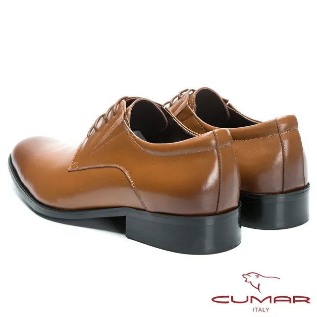 【CUMAR】手工加大訂製鞋 舒適綁帶牛皮素面皮鞋(棕色)