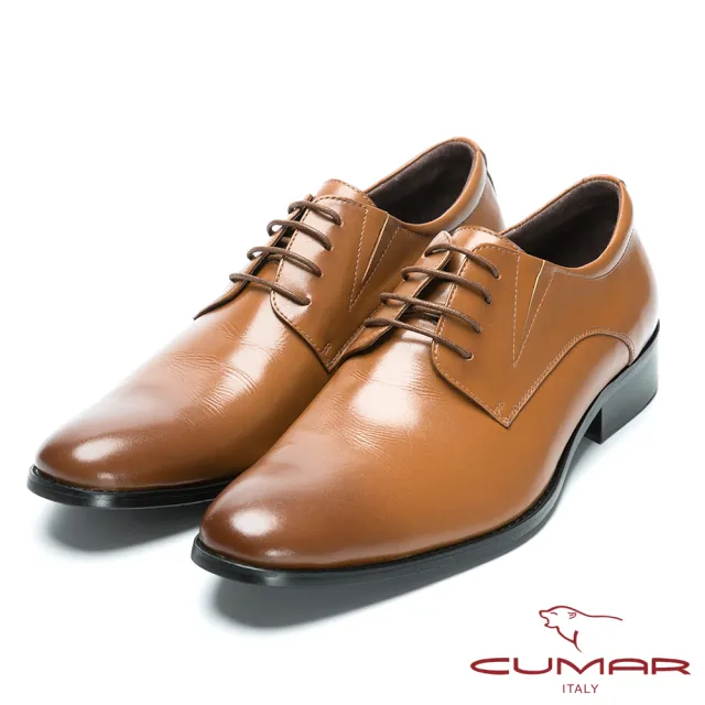 【CUMAR】手工加大訂製鞋 舒適綁帶牛皮素面皮鞋(棕色)
