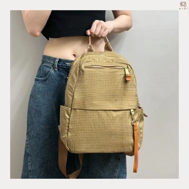 【MYMY】雙11 休閒時尚 菱格紋多功能後背包(布包/牛皮/後背包/多功能/大空間/多夾層/輕量化/舒適