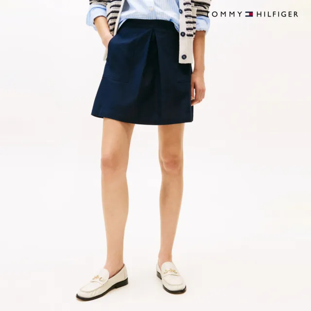 【TOMMY HILFIGER】官方旗艦館棉麻裙裝_藍色