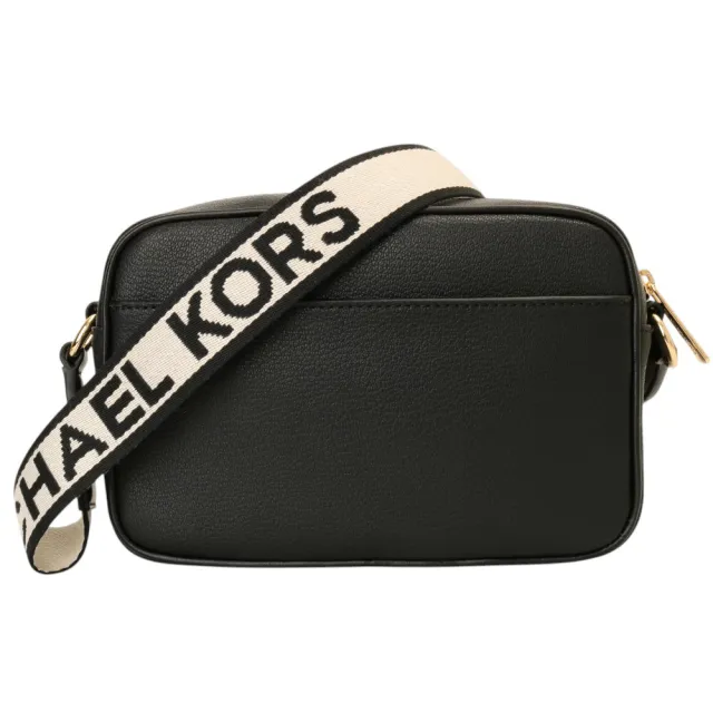 【Michael Kors】金字荔枝紋皮革附零錢包斜背包 S(黑)