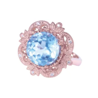 【幸福珠寶】Valentines巴洛克晶鑽｜天然頂級托帕石人氣設計款戒指(11mm珠寶級托帕石)