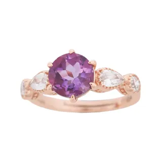 【幸福珠寶】Valentines紫水晶珍珠戒指 雙主石設計(紫水晶x珍珠 雙重守護 能量加乘)