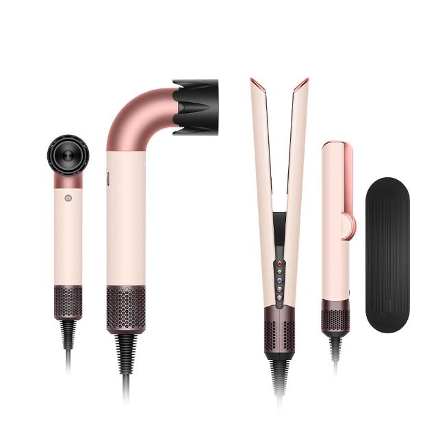 【dyson 戴森】HD17精準造型 輕量吹風機(粉霧玫瑰) + HT01二合一吹風直髮器/離子夾(粉霧玫瑰)超值組