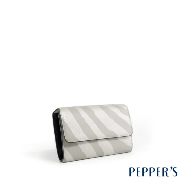 【PEPPER’S】雙11 SPARKLE 牛皮斑馬紋信封包 - 冰河銀/暗夜藍(真皮包包 女包 百貨專櫃 信封包)