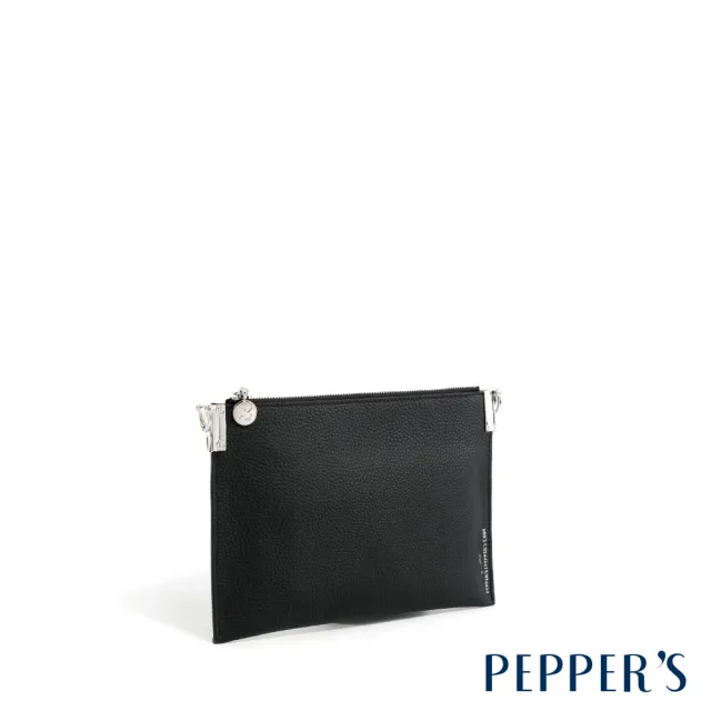 【PEPPER’S】雙11 CUBE 真皮信封金屬鍊條包 - 太空銀/簡約黑(真皮包包 鍊條包 金屬爆裂紋 女包