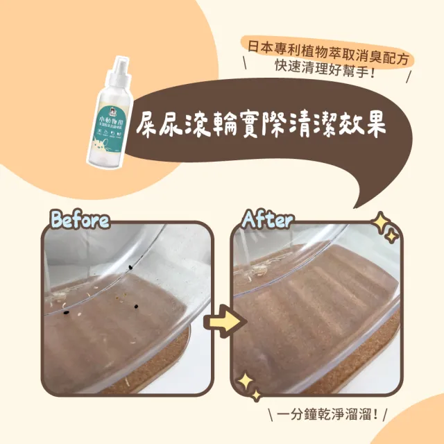 【PUBUTADA 噗噗噠噠】小動物用清潔除臭抗菌噴霧150ml 2入組(屎尿滾輪好幫手、家具清潔、倉鼠跑輪清潔)
