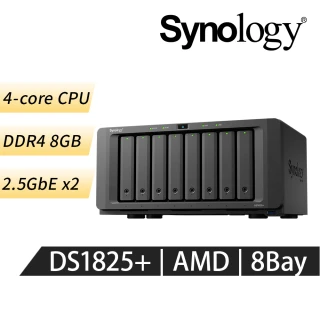 【Synology 群暉科技】DiskStation DS1825+ 8Bay NAS 網路儲存伺服器(AMD/8GB)