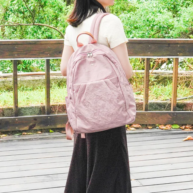 【OMC】雙11 輕盈紙感甜美系休閒旅行後背包33571(大款櫻花粉)