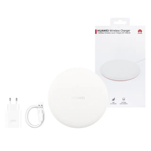 【HUAWEI 華為】原廠 無線充電板 CP60 - 贈英規充電器+Type C傳輸線 - 白色(盒裝)