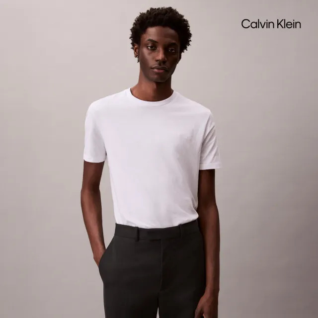 【CALVIN KLEIN】官方旗艦館CK 純色 Liquid Touch 液感圓領 T 恤_白色