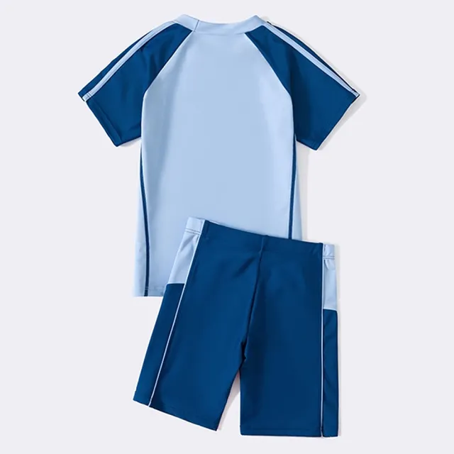 【橘魔法】大童 拚色字母WG運動插肩泳衣+五分泳褲(二件式 游泳課 學生泳衣 中性款 男童 女童 兒童 童裝)