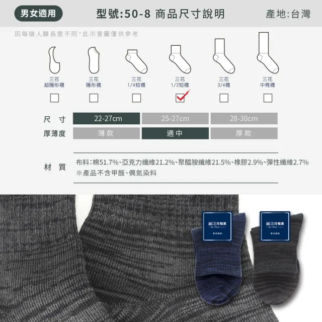 【SunFlower 三花】12雙組男女適用織紋休閒襪/隱形襪.襪子(男女襪 多款任選)