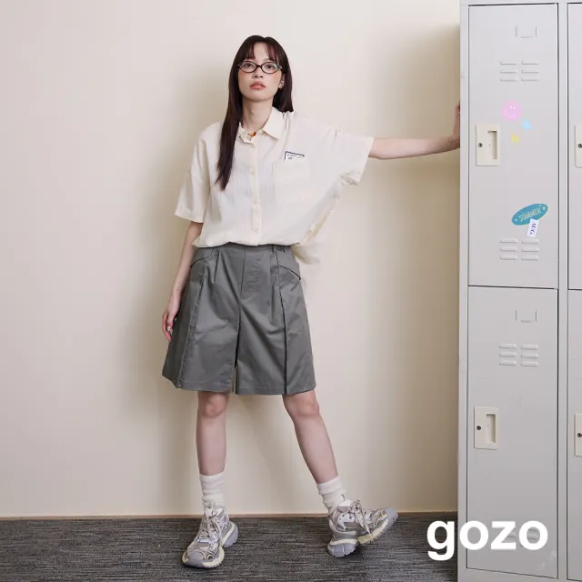 【gozo】造型反折大口袋五分褲(兩色)