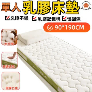 【一菡家居】乳膠床墊  單人床墊 學生宿舍床墊 寢室住校 海綿床墊(90*190CM 可折疊 天然乳膠 久睡不塌)