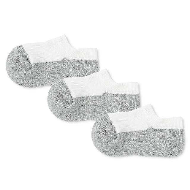 【MUJI 無印良品】兒童淺口直角襪三雙組 15-19cm/19-23cm(灰色/黑色/藍色/柔白紋樣/原色紋樣/柔白色×灰色)