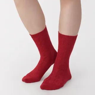 【MUJI 無印良品】女足口柔軟麻花織紋直角襪(柔白/灰色/墨灰/黑色/象牙白/紅色/芥黃/摩卡棕/棕色/橄欖綠)