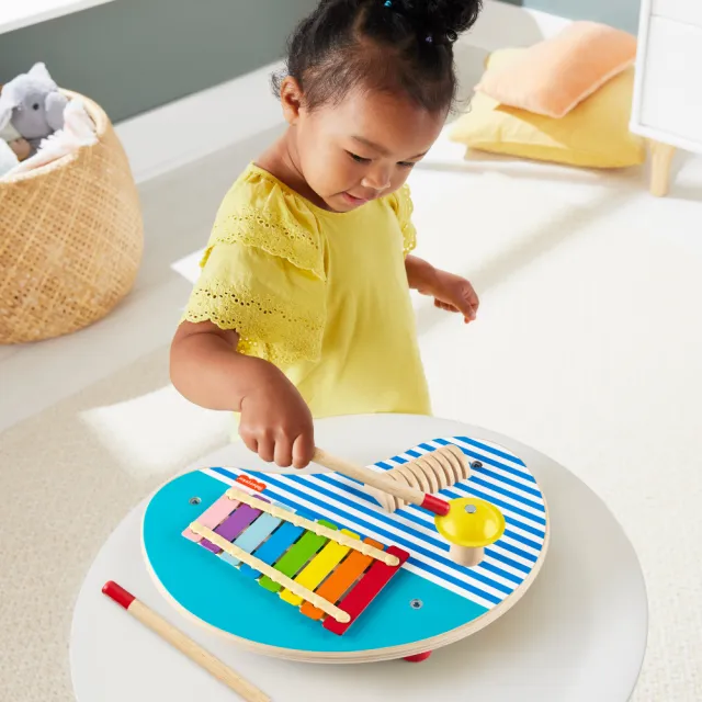 【Fisher price 費雪】木製音樂三合一敲敲樂(寶寶安撫/嬰兒玩具/彌月禮/新生兒)