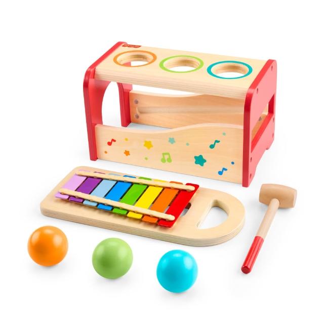 【Fisher price 費雪】木製音樂敲敲樂(寶寶安撫/嬰兒玩具/彌月禮/新生兒)