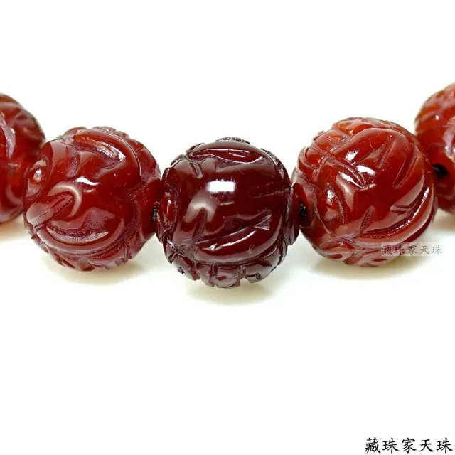 【藏珠家】紅玉髓財咒天珠手鍊
