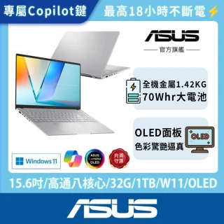【ASUS 華碩】15.6吋Copilot+PC AI筆電(VivoBook S 15/高通八核心/32G/1TB/W11/OLED)