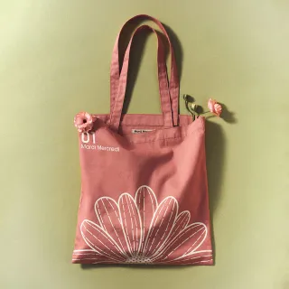 【MARDI MERCREDI】印花帆布袋 粉色 經典小雛菊 白花 純棉 CANVAS BAG FLOWER