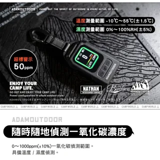 【ADAMOUTDOOR】戶外露營攜帶式一氧化碳警報器(警報器 溫度計 溼度計 一氧化碳偵測器 露營 逐露天下)