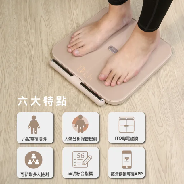 【WONDER 旺德】八電極體脂計 八點 傳感 體脂計(體重機 體脂機 APP監測 ITO 禮物 WH-SC03W)