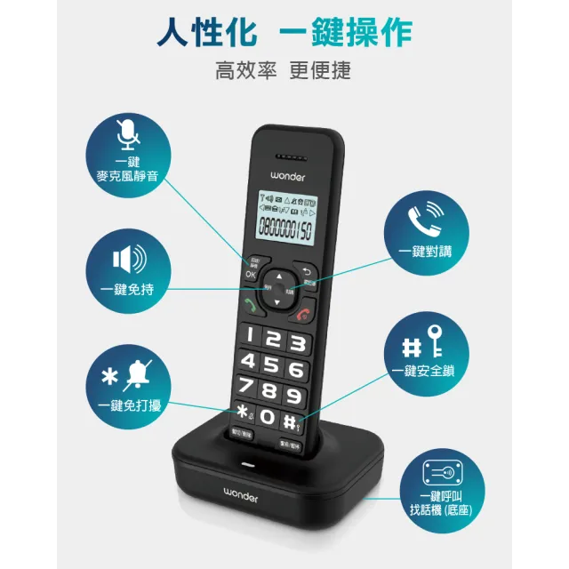 【WONDER 旺德】DECT無線電話機 WT-D07