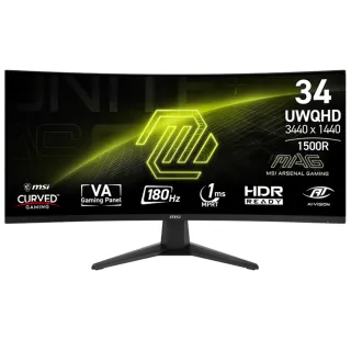【MSI 微星】MAG 346CQ 34型 VA UWQHD曲面電競螢幕(3440x1440/180Hz/1500R)