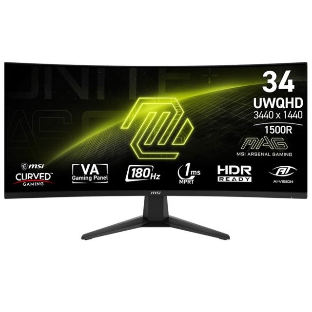 【MSI 微星】MAG 346CQ 34型 VA UWQHD曲面電競螢幕(3440x1440/180Hz/1500R)