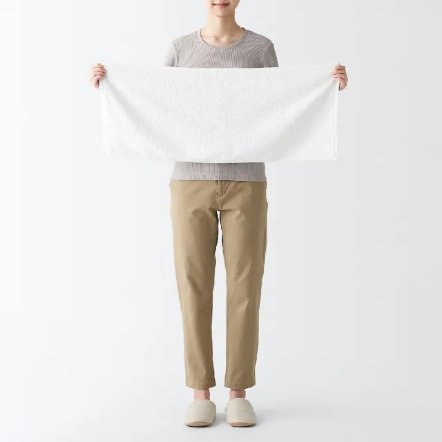 【MUJI 無印良品】棉圈絨雙線織面用巾/可吊掛 成品尺寸:W34×L85 cm(柔白/灰色/綠色/粉米色/墨黑色)