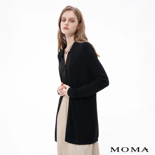 【MOMA】簡約 M+ 滑順蠶絲針織長版外套(黑色)