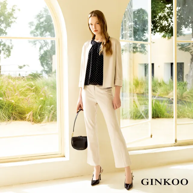 【GINKOO 俊克】合身微喇叭褲