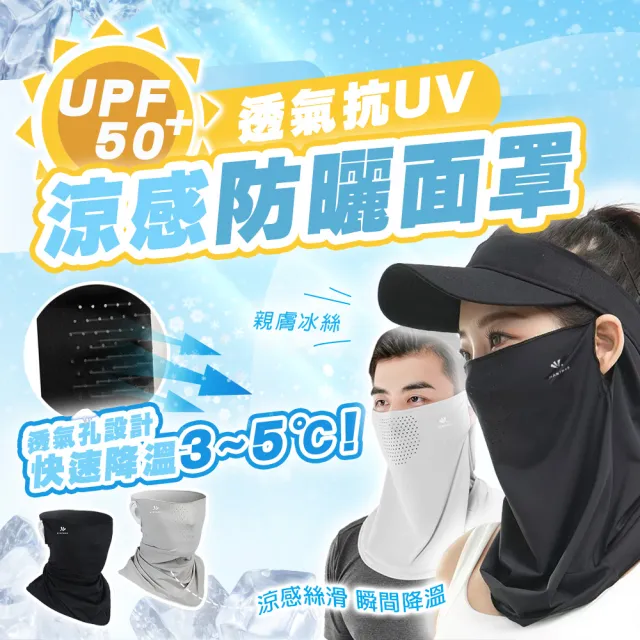 【TAS 極限運動】冰絲涼感防曬面罩(防曬面罩 UPF50+ 機能面罩 冰涼透氣脖圍 耳掛式 抗UV 瞬間涼感)