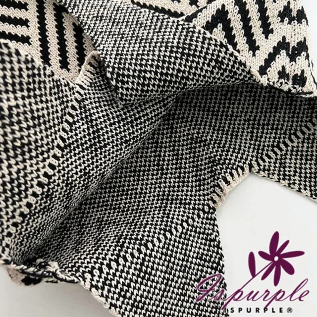 【iSPurple】雙11 黑白時尚 單肩手提條紋針織背心包